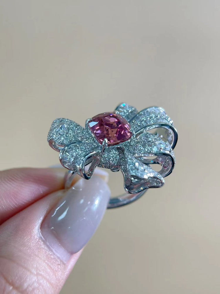 Bowtie Design Pink Tourmaline Ring