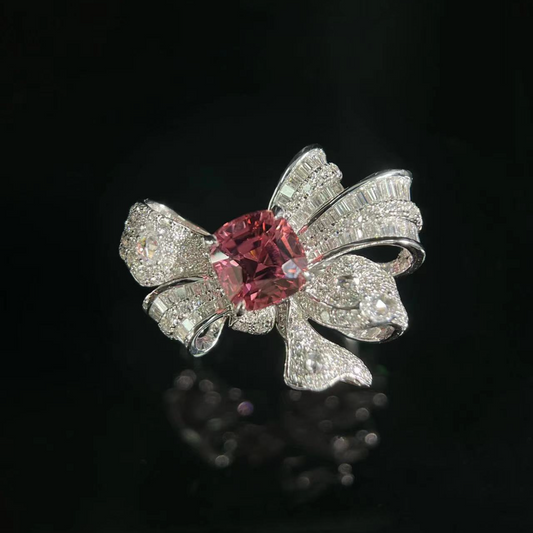 Bowtie Design Pink Tourmaline Ring