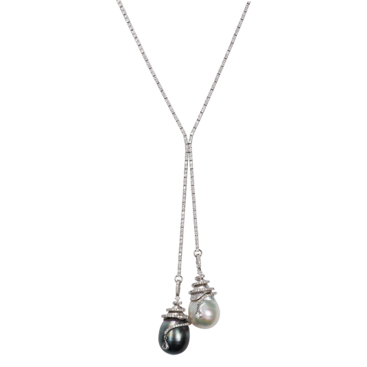 Tahitian & White South Sea Pearl Diamond Necklace