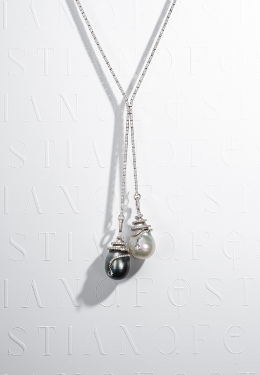 Tahitian & White South Sea Pearl Diamond Necklace