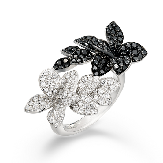 Diamond Floral Ring | 18K Gold Modern Dual-Tone Design