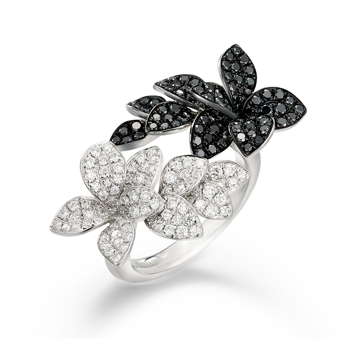 Diamond Floral Ring | 18K Gold Modern Dual-Tone Design