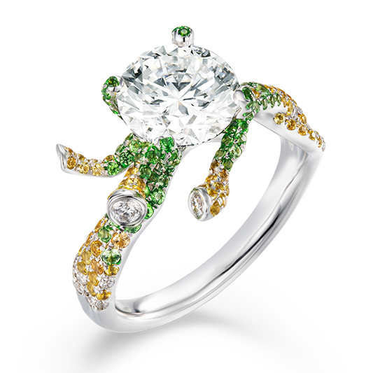 Lab-Grown Diamond & Tsavorite Ring