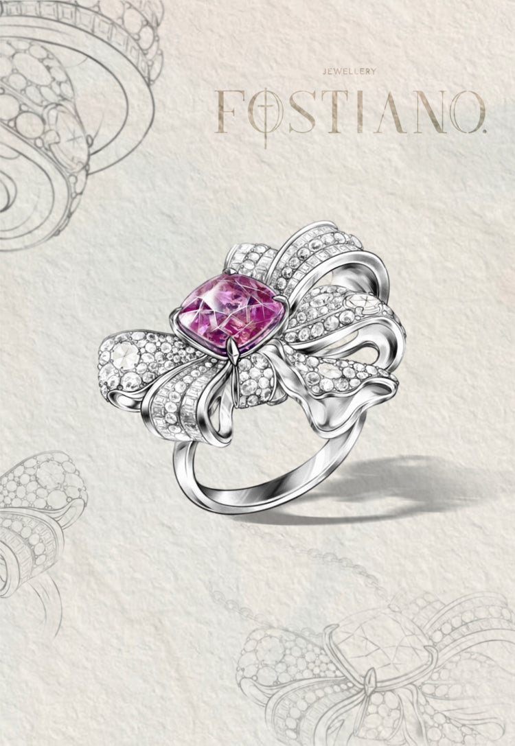 Bowtie Design Pink Tourmaline Ring