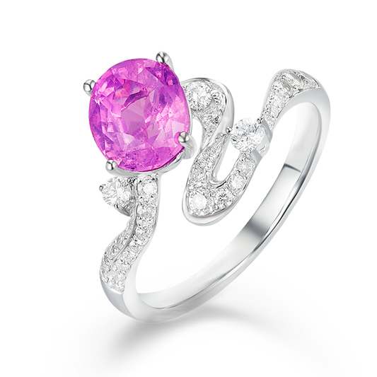 Natural Pink Sapphire & Diamond Ring