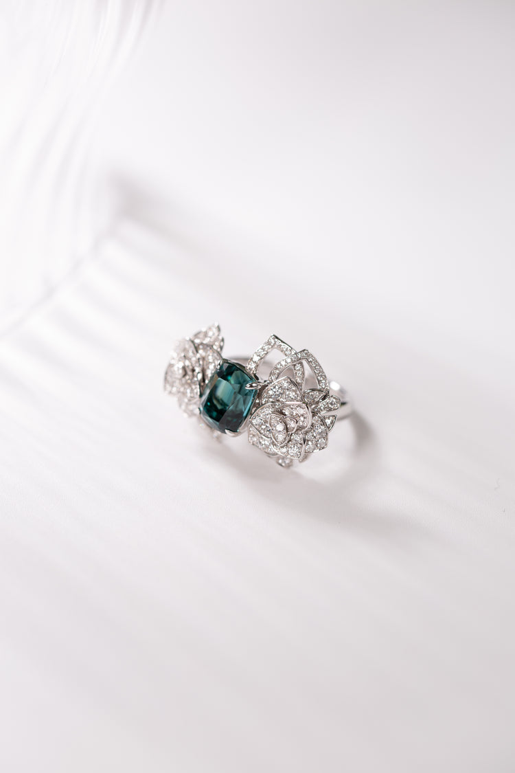 Twin Flower Lagoon Tourmaline Ring