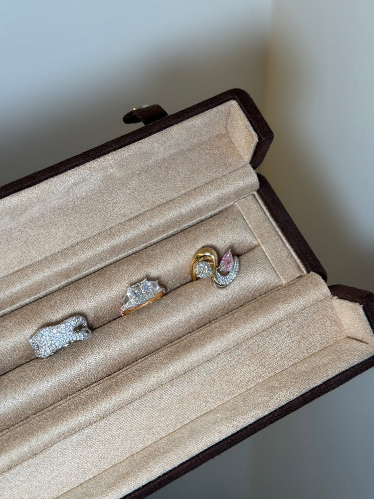 Pink & White Diamond Toi et Moi Ring in 18K Gold | FOSTIANO