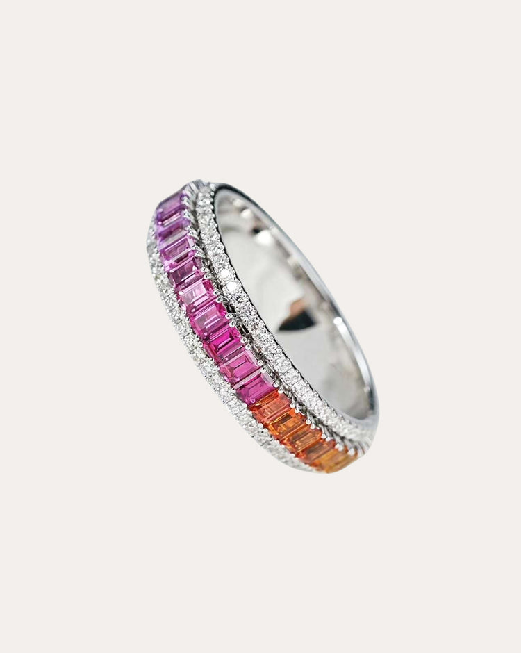 Rainbow Sapphire Ring with Rotating Center – A Kaleidoscope of Colors