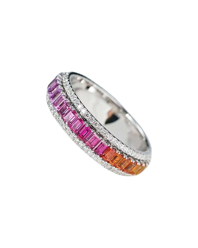 Rainbow Sapphire Ring with Rotating Center – A Kaleidoscope of Colors