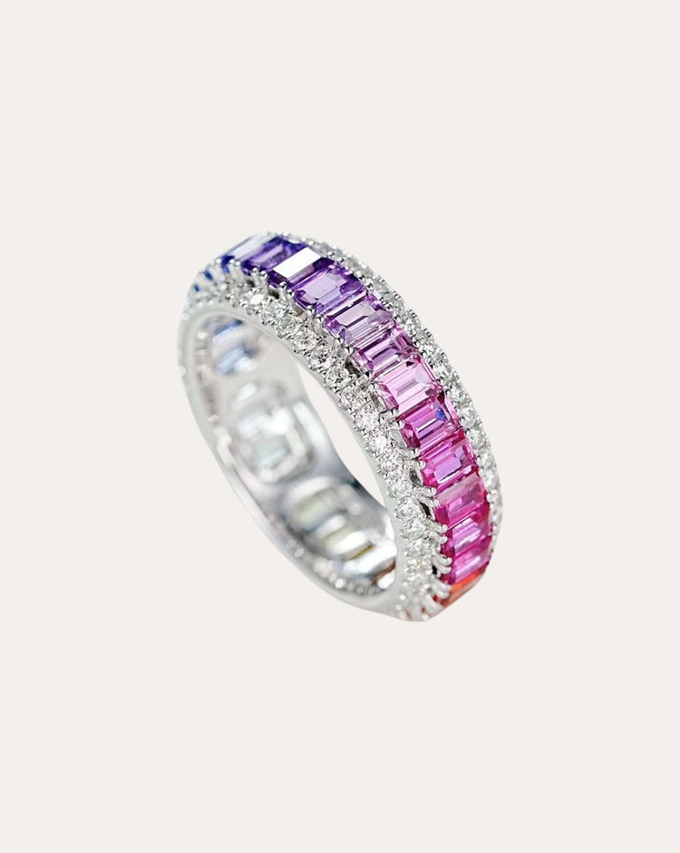 Rainbow Sapphire Ring with Rotating Center – A Kaleidoscope of Colors