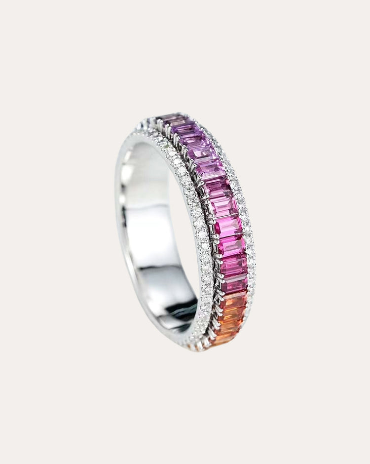 Rainbow Sapphire Ring with Rotating Center – A Kaleidoscope of Colors
