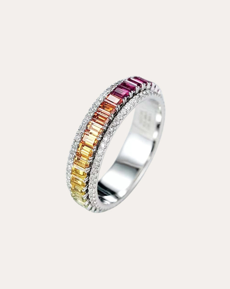 Rainbow Sapphire Ring with Rotating Center – A Kaleidoscope of Colors