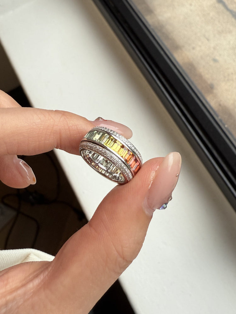 Rainbow Sapphire Pavé Diamond Ring 2.41ct