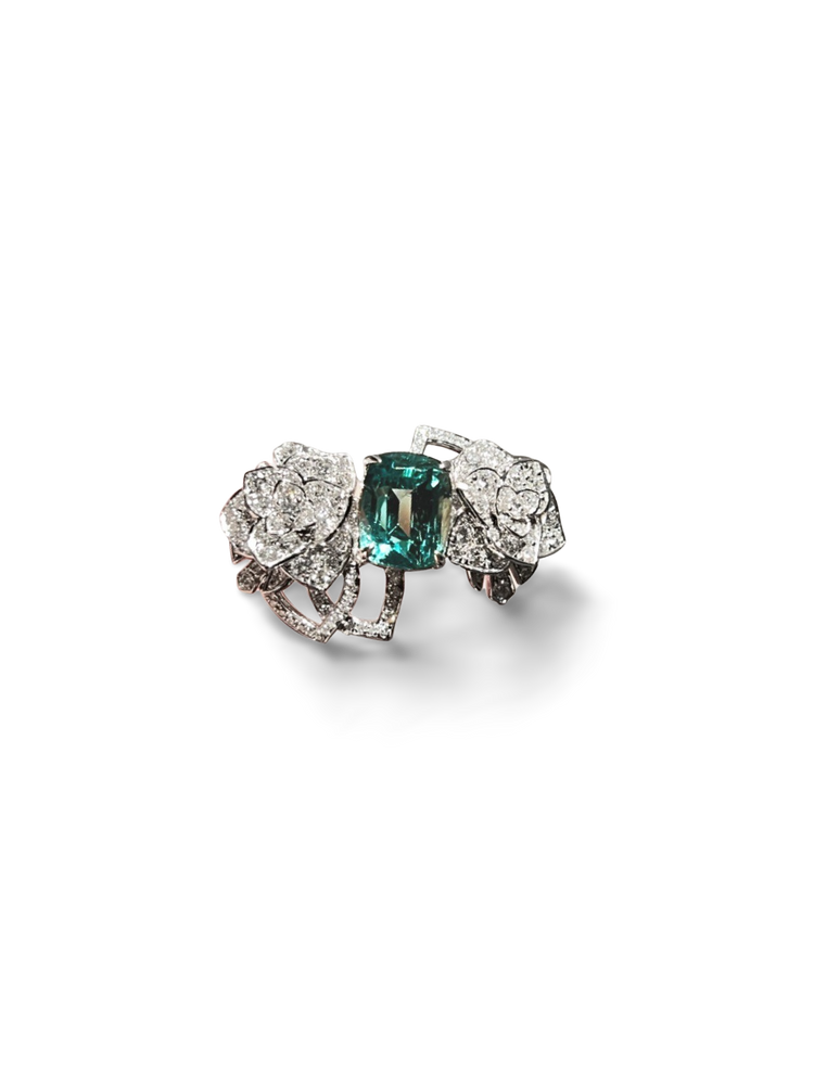 Twin Flower Lagoon Tourmaline Ring