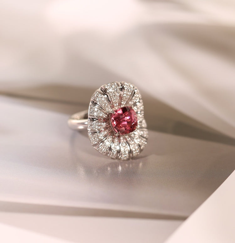 Pink Tourmaline Ring - Golden Ratio Elegance