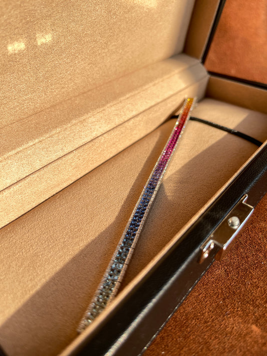 Rainbow Sapphire & Diamond Tennis Bracelet | 18K Gold Luxury Jewelry
