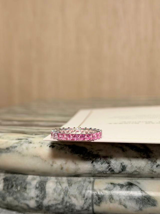 Pink Sapphire Eternity Ring in 18K Gold | Natural Sapphires | FOSTIANO Fine Jewellery