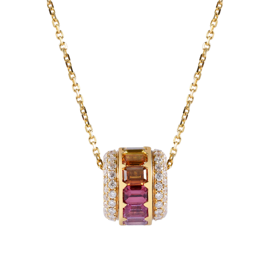 Rainbow Sapphire & Diamond Necklace | 18K Gold Signature Design