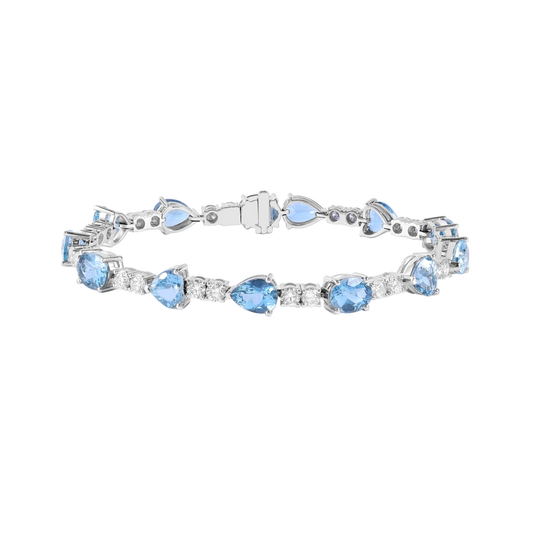 Aquamarine & Diamond Bracelet | 18K White Gold Ocean-Inspired Elegance