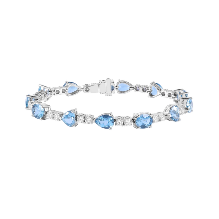 Aquamarine & Diamond Bracelet | 18K White Gold Ocean-Inspired Elegance