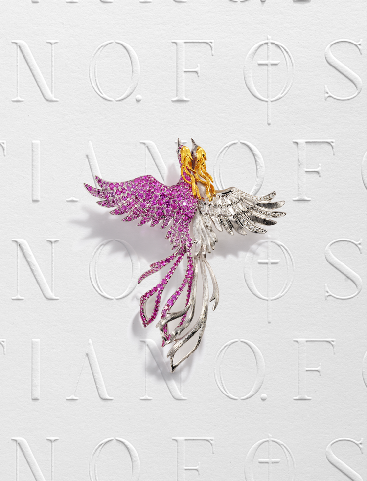 Sapphire & Diamond Phoenix Brooch