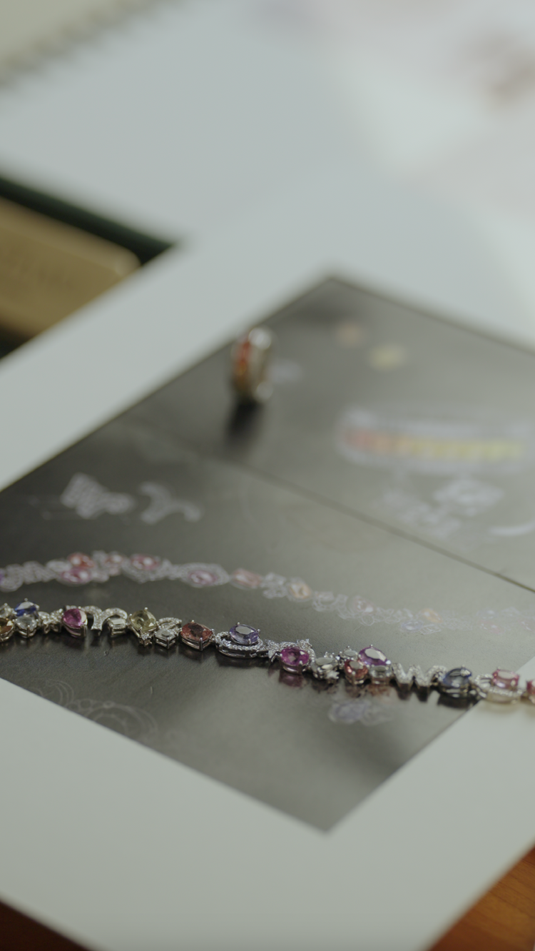 Rainbow Sapphire & Diamond Bracelet | 18K Gold High Jewelry Design