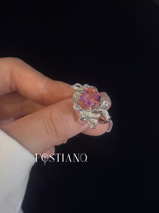 Tourmaline ribbon diamond ring