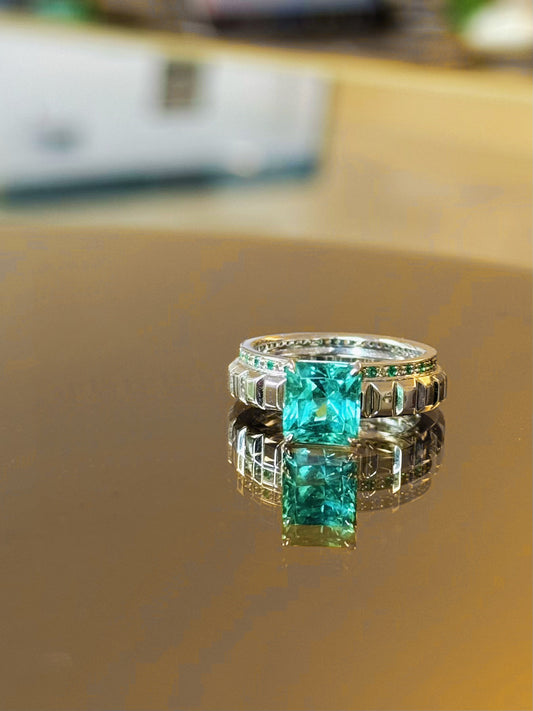 Tiffany Blue Tourmaline Square-Cut Ring