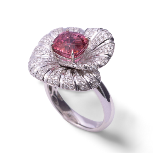 Pink Tourmaline Ring - Golden Ratio Elegance