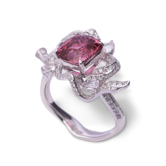 Tourmaline ribbon diamond ring