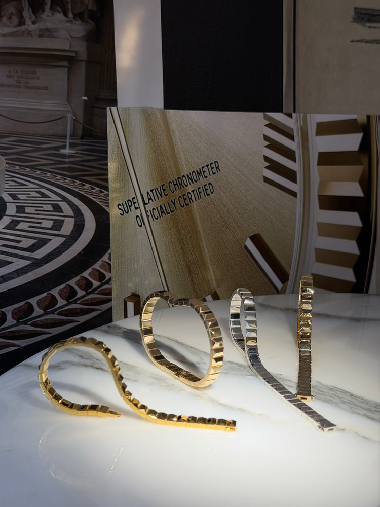 Sculptural Modular Bracelet — Golden Rhythm | 925 Silver & 18K Gold | FOSTIANO LAB