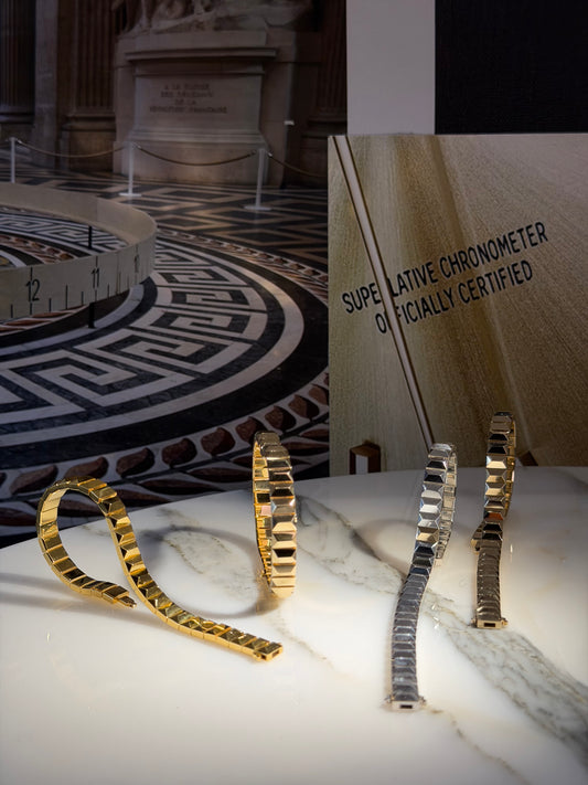 Sculptural Modular Bracelet — Golden Rhythm | 925 Silver & 18K Gold | FOSTIANO LAB