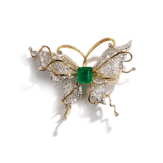 Emerald Butterfly Brooch