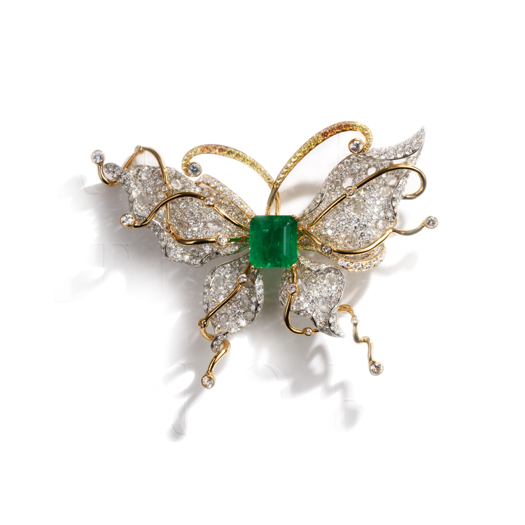 Emerald Butterfly Brooch