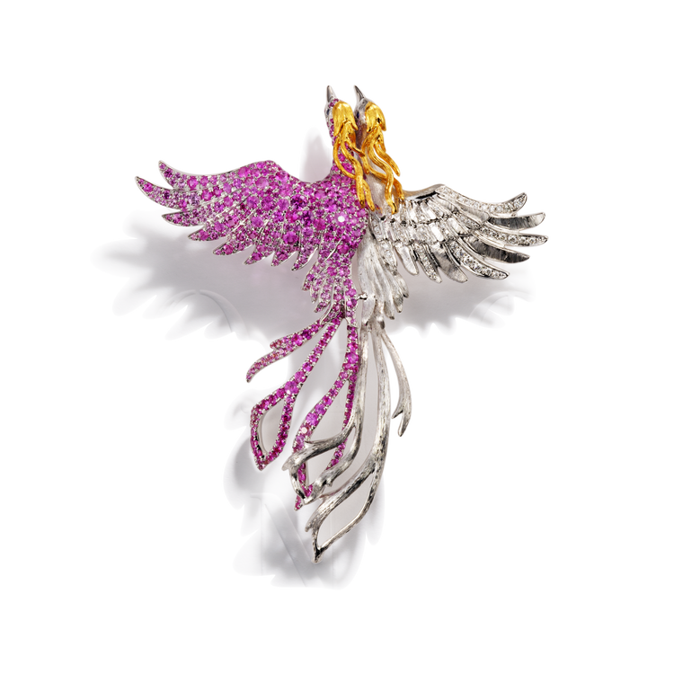 Sapphire & Diamond Phoenix Brooch