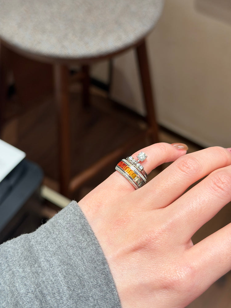 Rainbow Sapphire Stackable Ring Set with Diamond
