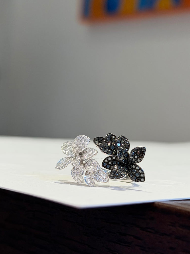 Diamond Floral Ring | 18K Gold Modern Dual-Tone Design
