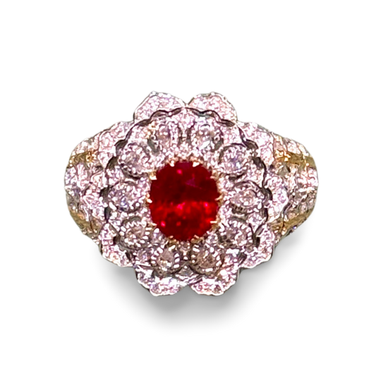 Florentine Engraved Gold Ruby Ring