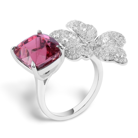 Pink Tourmaline & Diamond Ring