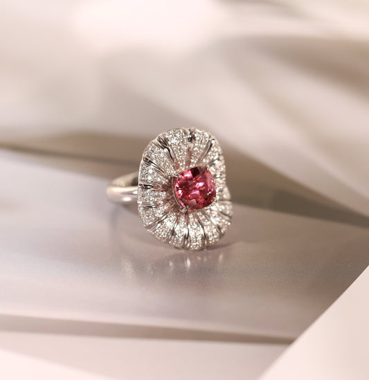 Pink Tourmaline Ring - Golden Ratio Elegance
