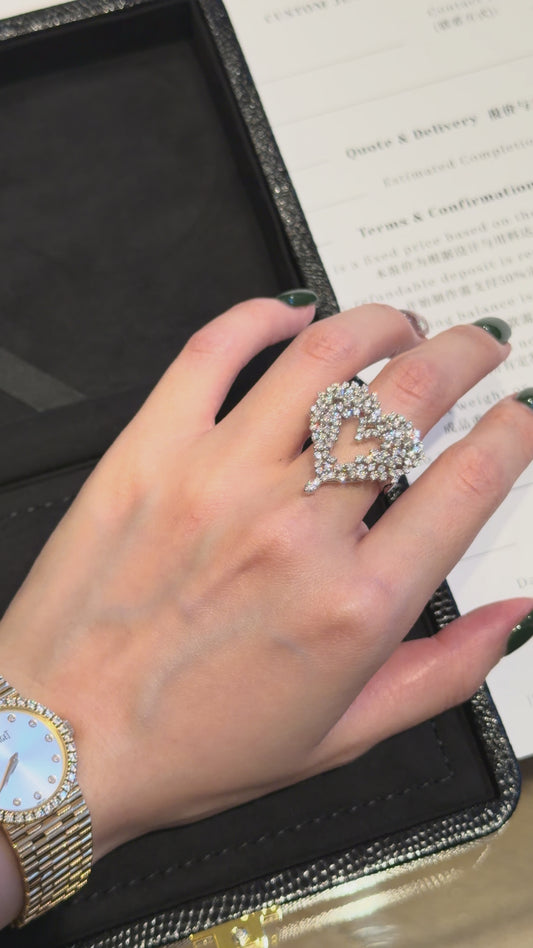 Diamond Sculptural Heart Ring | Statement Fine Jewellery